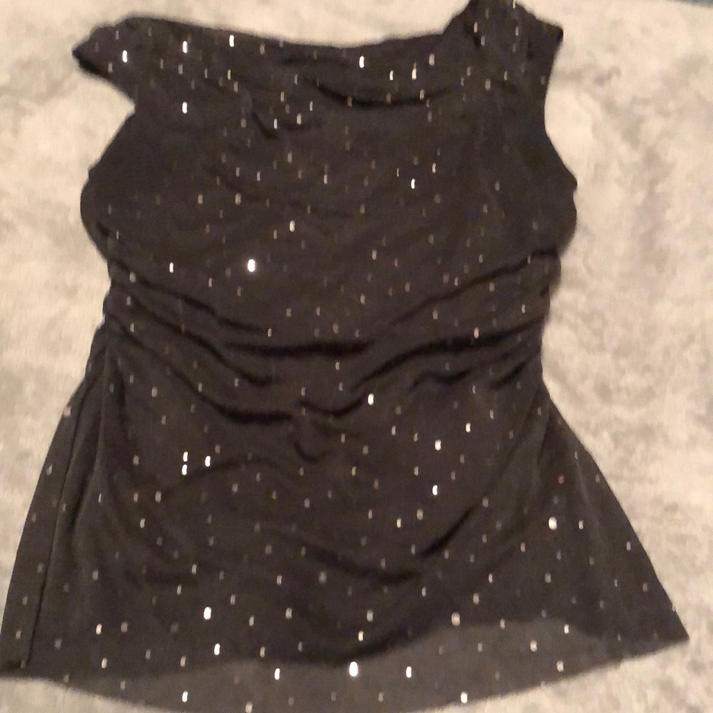 Roz & Ali Black Sequin Ruched Blouse